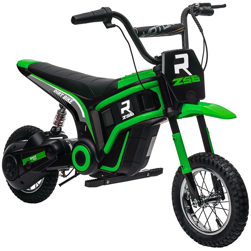 24V Kids Electric Motorbike with Twist Grip Throttle, Music, Horn – Green