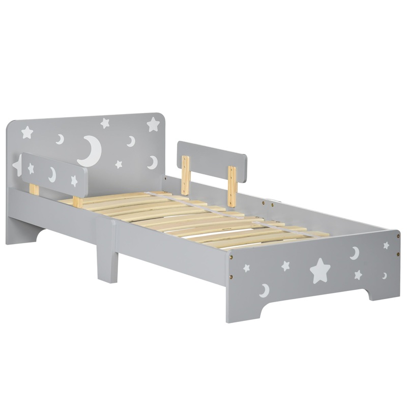 Toddler bed w/ Star and Moon Patterns, for Ages 3-6 Years – Grey