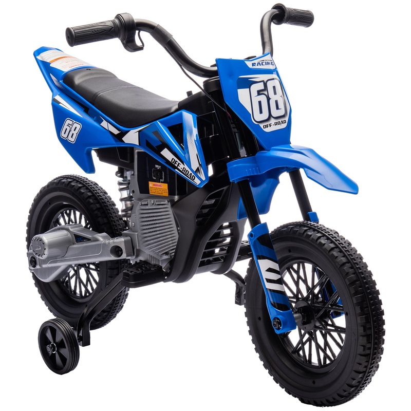 12V Kids Electric Motorbike w/ Twist Grip Throttle, Music – Blue