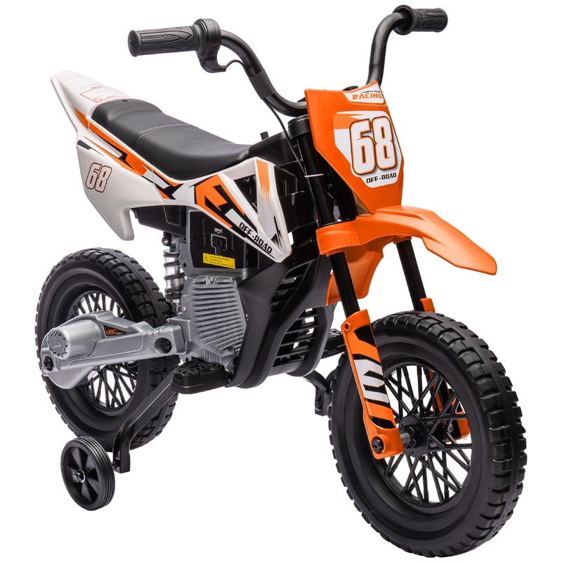 12V Kids Electric Motorbike w/ Twist Grip Throttle, Music – Orange
