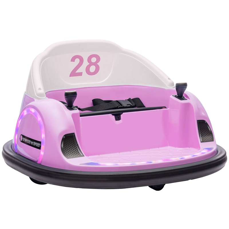 360 Rotation 12V Kids Bumper Car w/ Remote Control – Pink