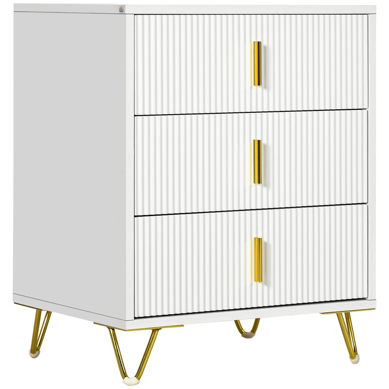 3 Drawer Dresser, Chest of Drawers Storage Cabinet, White