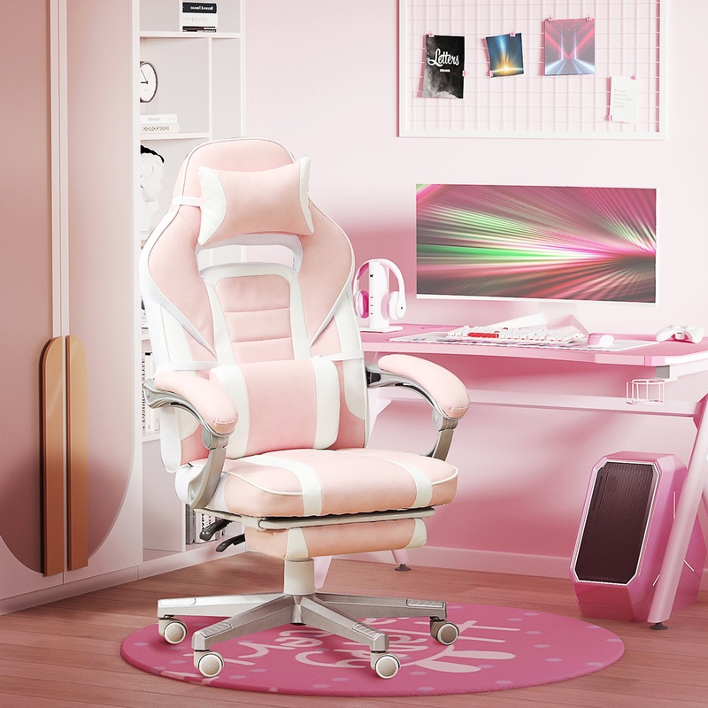 PU Leather Computer Gaming Chair with Footrest & 150 Reclining Back