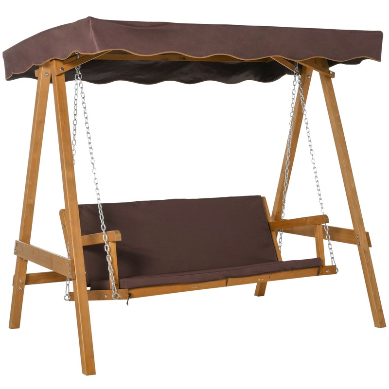 3 Seater Outdoor Garden Swing Chair W/ Canopy Removable Cushion Patio