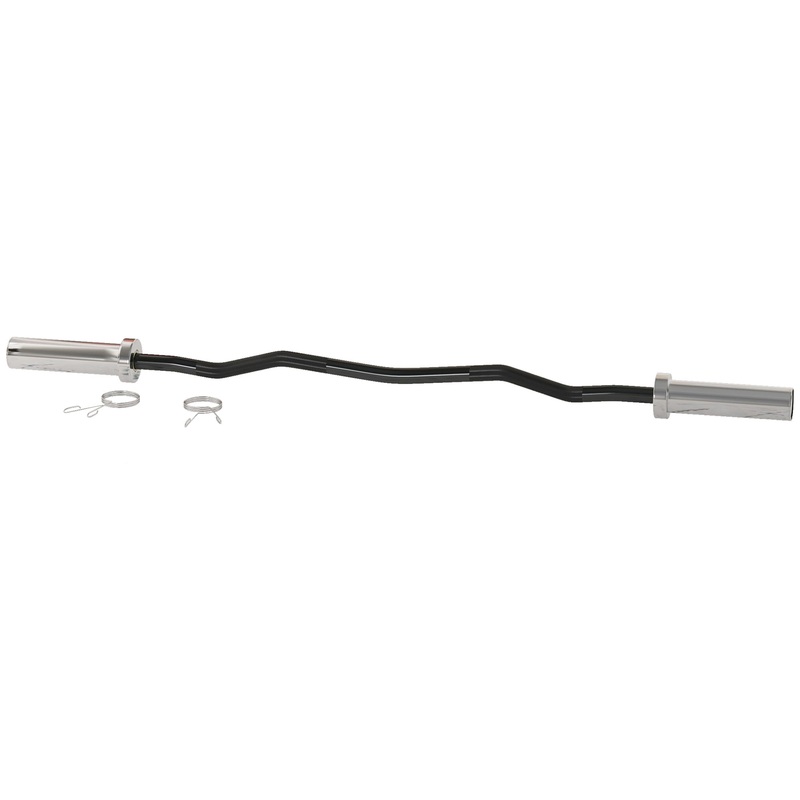 SPORTNOW Olympic EZ Curl Bar, Barbell Bar for 2/5cm Weight Plates with Spring Clips, Home Gym Weight Lifting Bar, 120cm