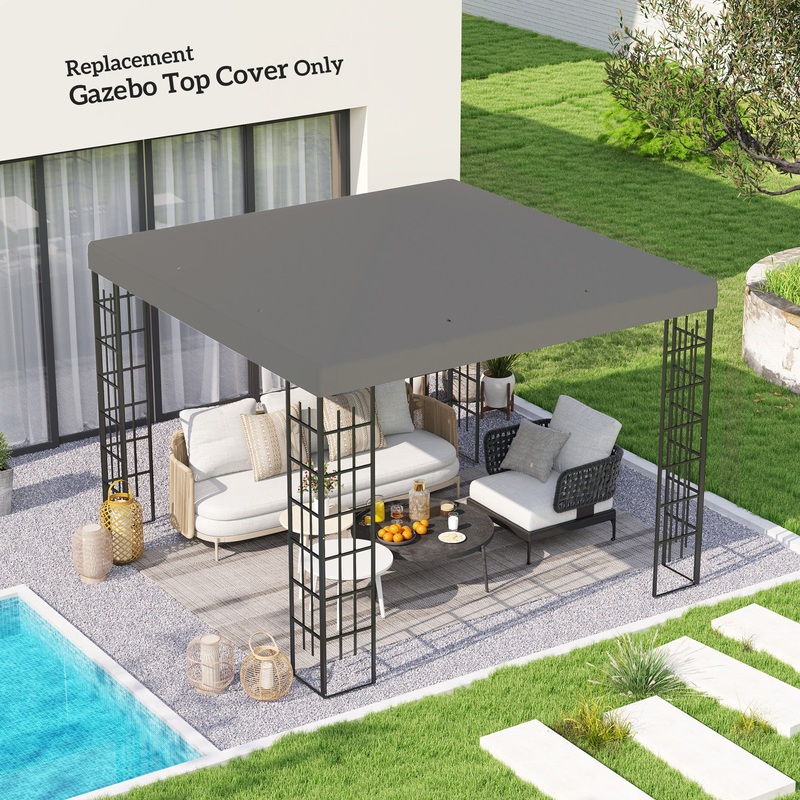 3 x 3(m) Gazebo Canopy Replacement Cover, UPF30+, Grey
