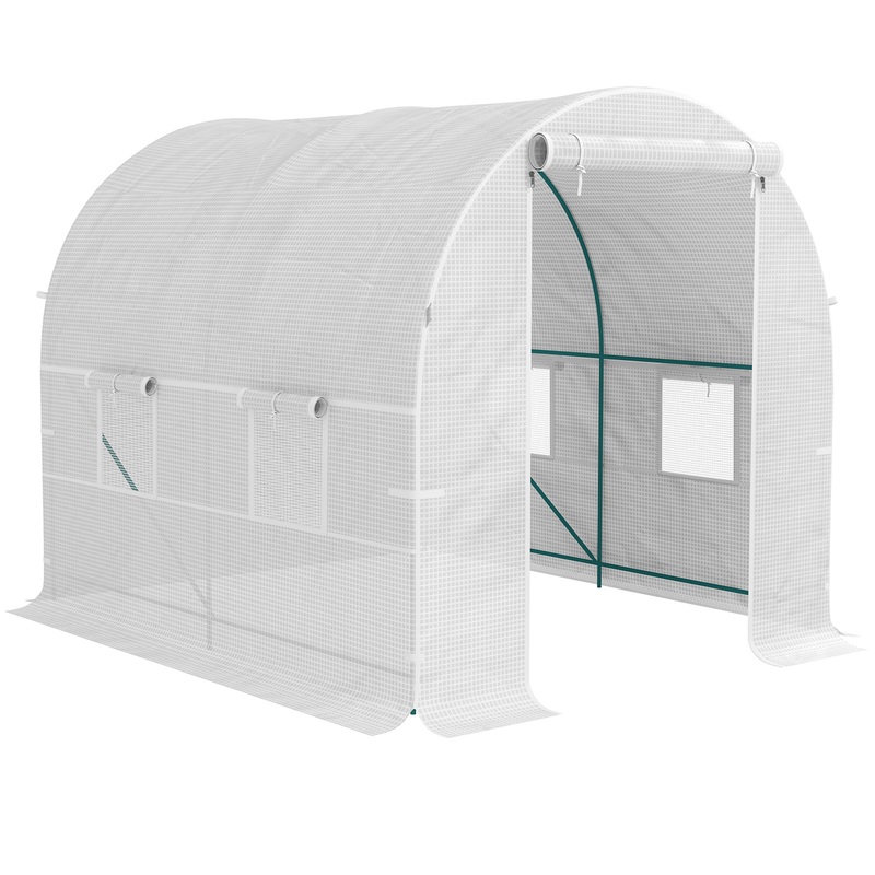 Polytunnel Greenhouse Outdoor Grow House Roll Up Door Windows 2×2.5m