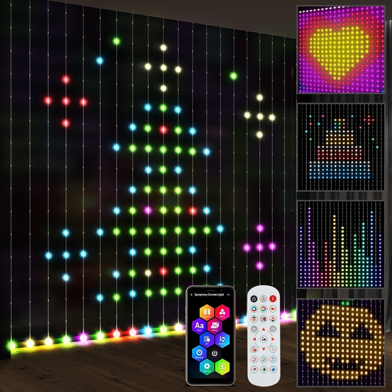 Smart LED Curtain Lights, Dynamic DIY Fairy Lights, 3×3(m)