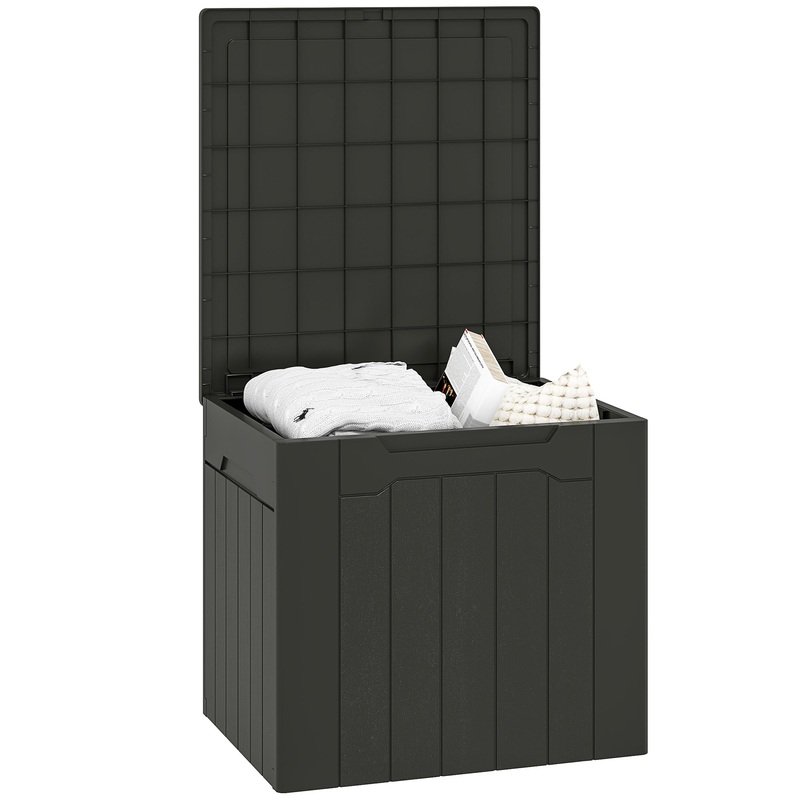 107 L Plastic Storage Chest with Lock Hole and Handles Charcoal Grey