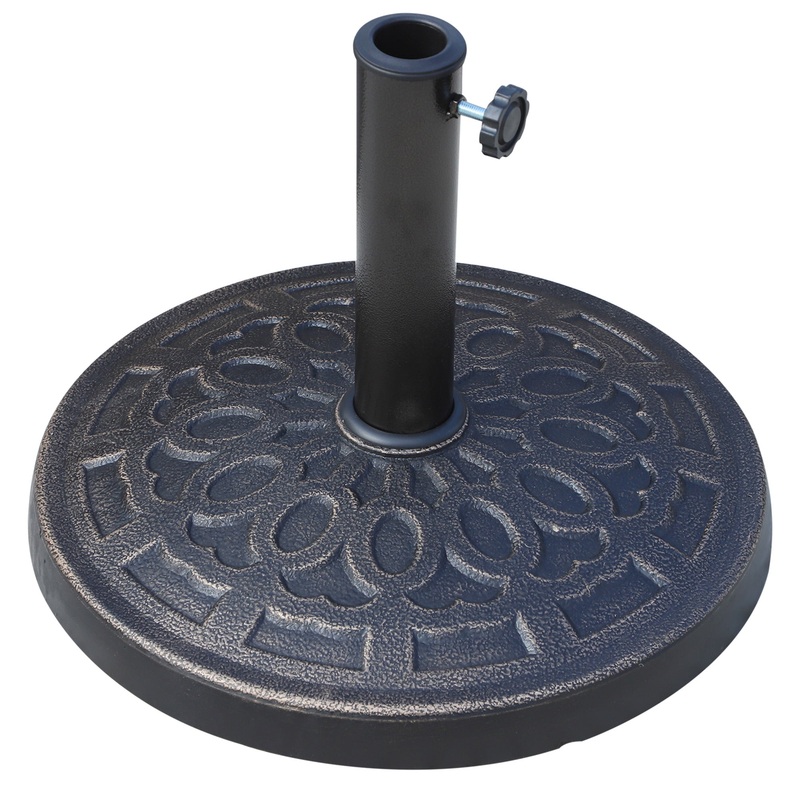 12kg Garden Parasol Base, Round Resin Sun Umbrella Base, Bronze
