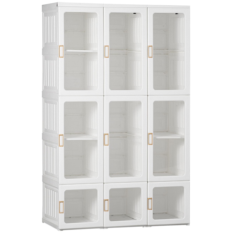 Portable Wardrobe, Clothes Organiser with Hanging Rods, White