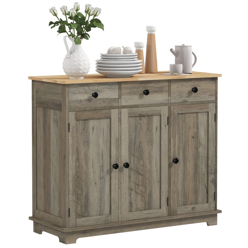 Sideboard Buffet Cabinet with Storage Cabinets and Drawers Grey