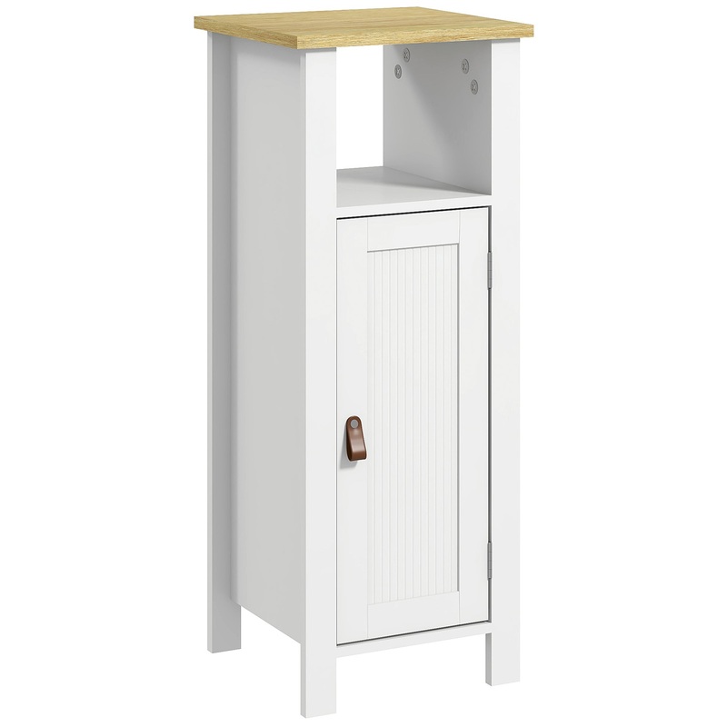 Slim Bathroom Storage Unit with Adjustable Shelf, White