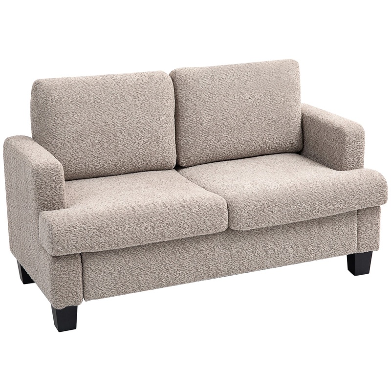 138 cm Chenille Fabric Loveseat Sofa with S-springs, Light Brown