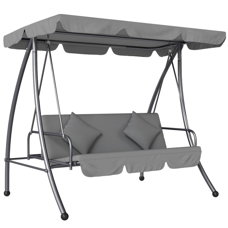 2-in-1 Swing Chair 3 Seater Hammock Cushion Bed Tilt Canopy