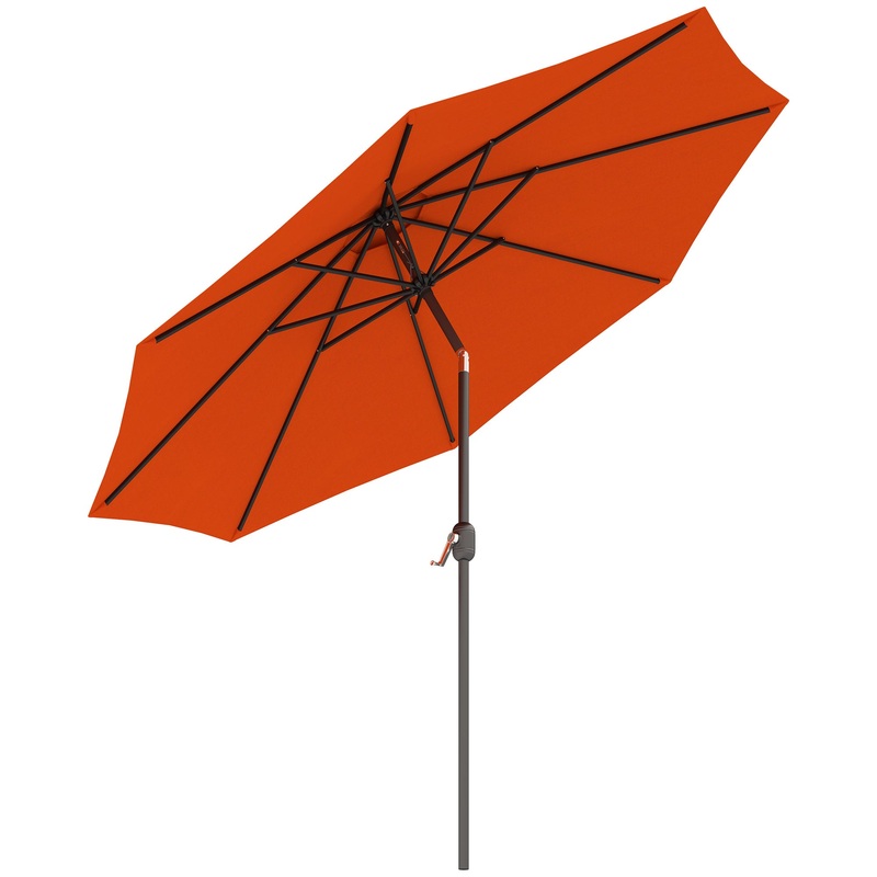 3(m) Garden Umbrella Outdoor Sunshade Canopy w/ Tilt & Crank Orange