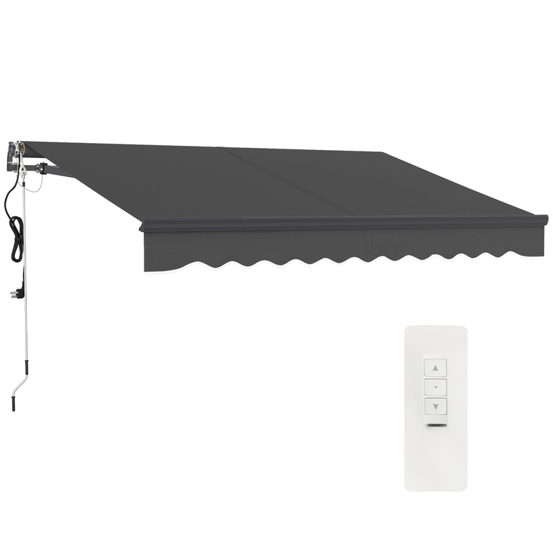 3 x 2.5m Electric Retractable Awning w/ Aluminium Frame Dark Grey