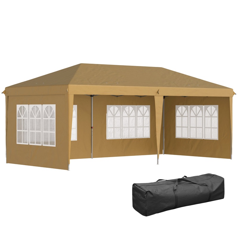 3 x 6m Heavy Duty Gazebo Marquee Party Tent with Storage Bag Khaki