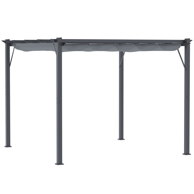 3×3(m) Pergola Gazebo Sun Shade Shelter Aluminium Garden Canopy, Grey