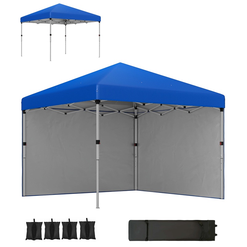3×3 (M) Pop Up Gazebo Party Tent w/ 2 Sidewalls, Weight Bags Blue