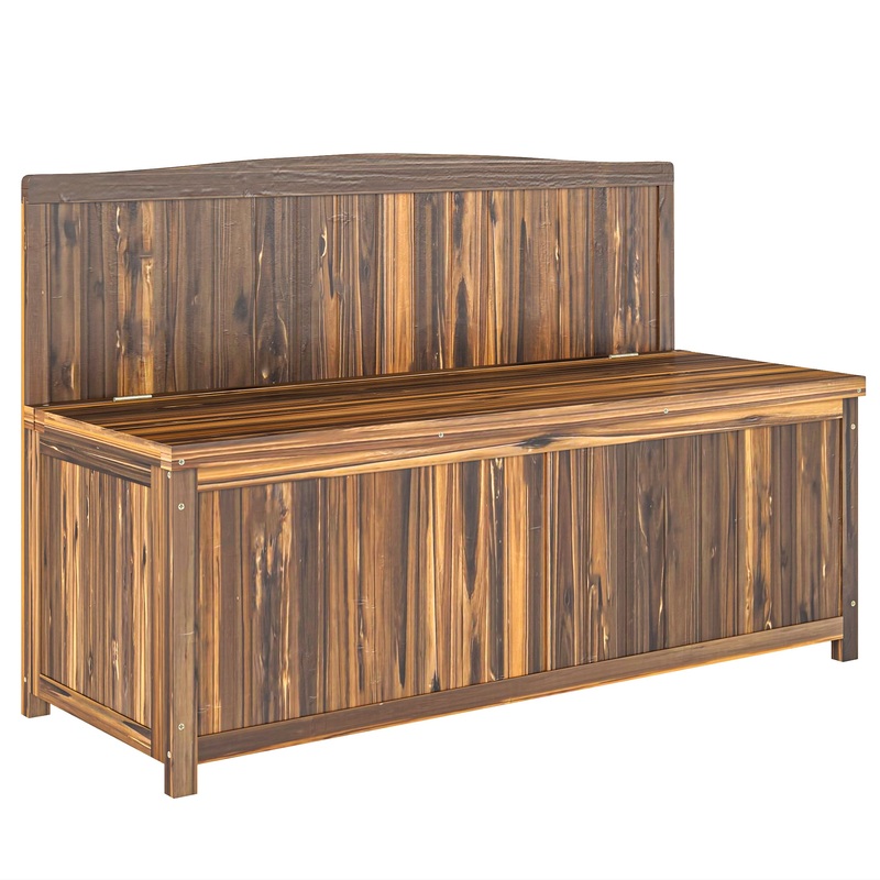 Wood Storage Bench for Patio, Outdoor Garden Seating, Brown
