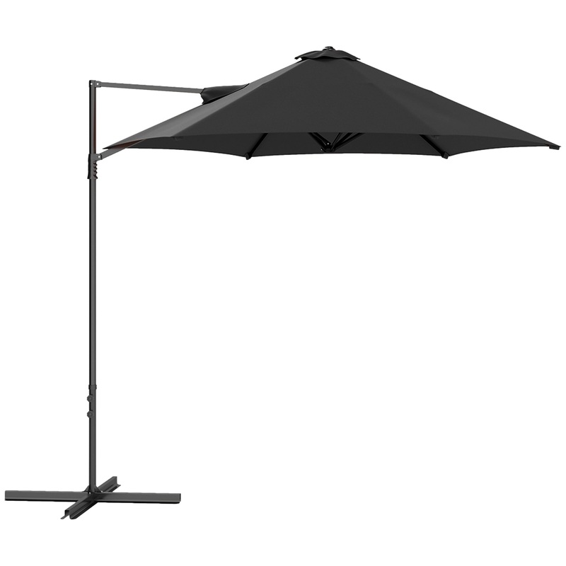 2.5M Offset Roma Patio Umbrella W/ 360 Rotation, Black