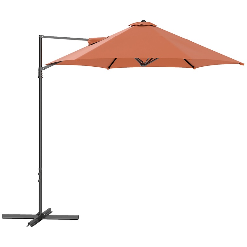 2.5M Offset Roma Patio Umbrella W/ 360 Rotation, Orange