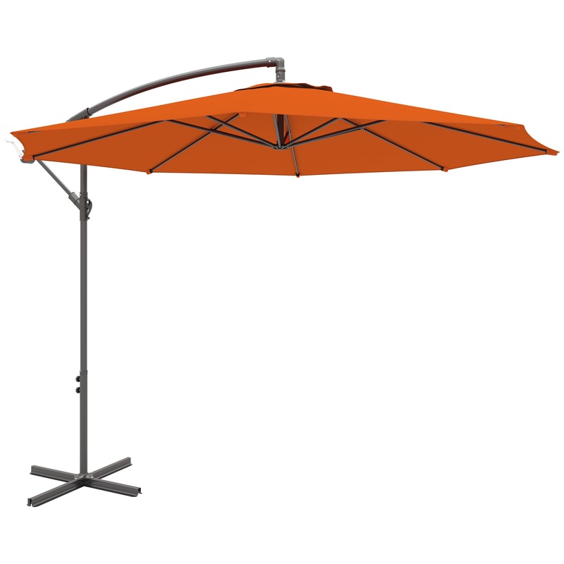 3(m) Garden Banana Parasol Cantilever Umbrella w/ Base, Orange