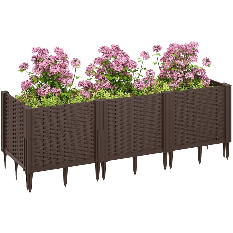 Plastic Planter Box Kit, Modular Raised Bed for Flowers, Herbs