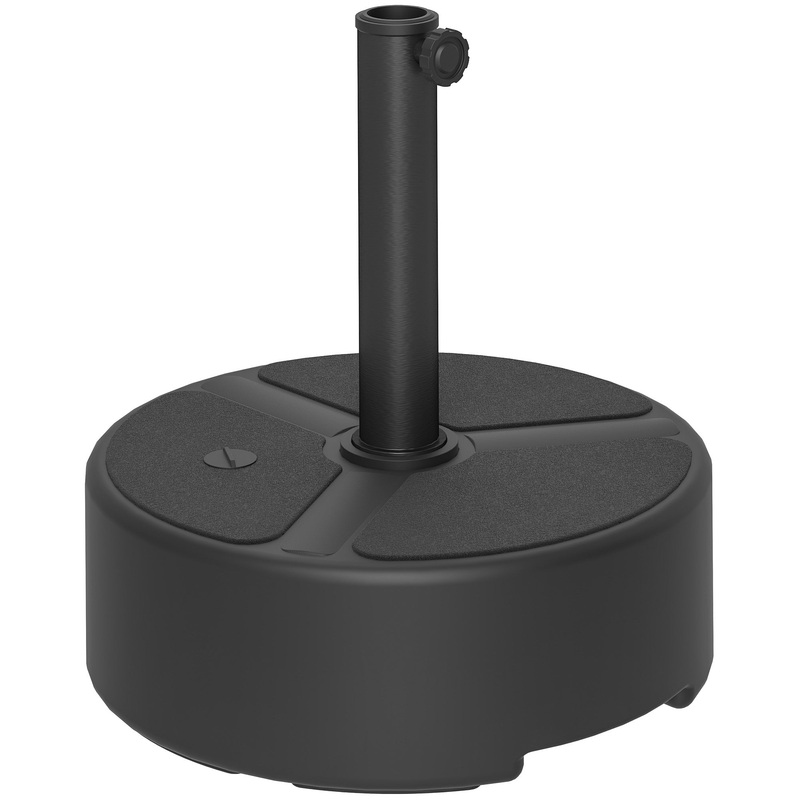 Round Garden Parasol Base, Sand/Water Filled Parasol Stand, Black