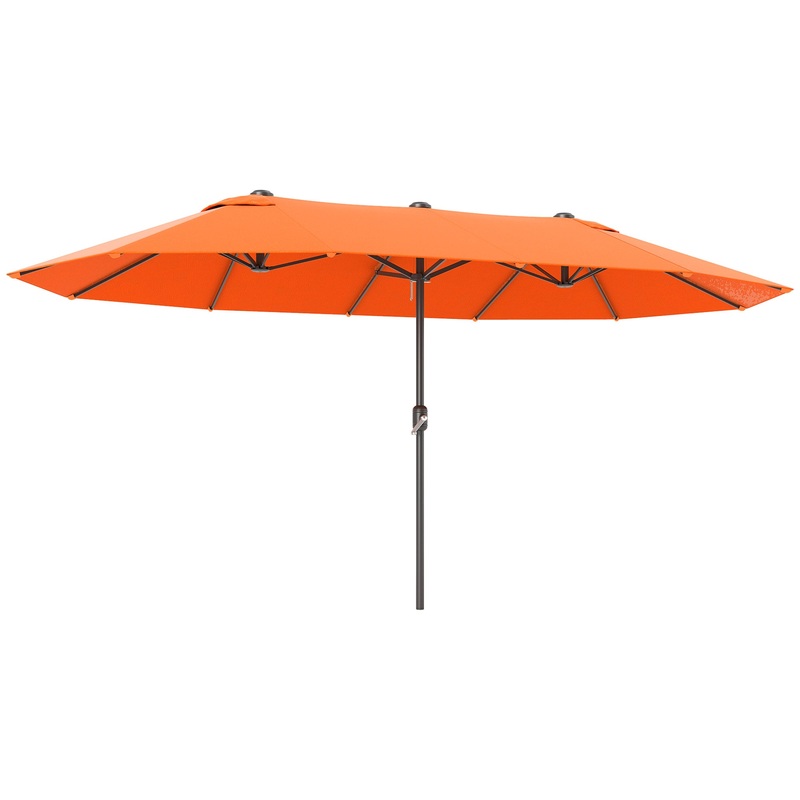 Sun Umbrella Canopy Double-sided Crank Sun Shade 4.6M Orange
