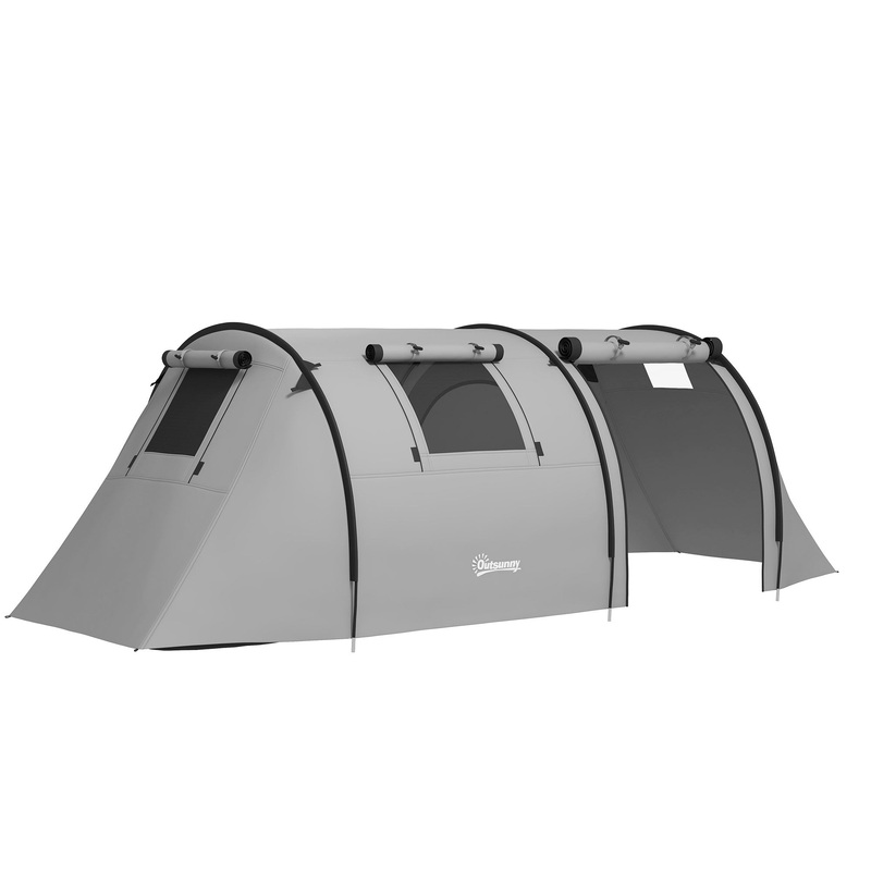 2 Room Camping Family Tent for 3-4 Man, 3000mm Waterproof, Grey