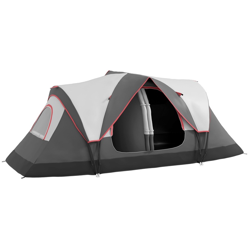 2 Room Camping Tent with Waterproof Rainfly & Screen Panels Grey