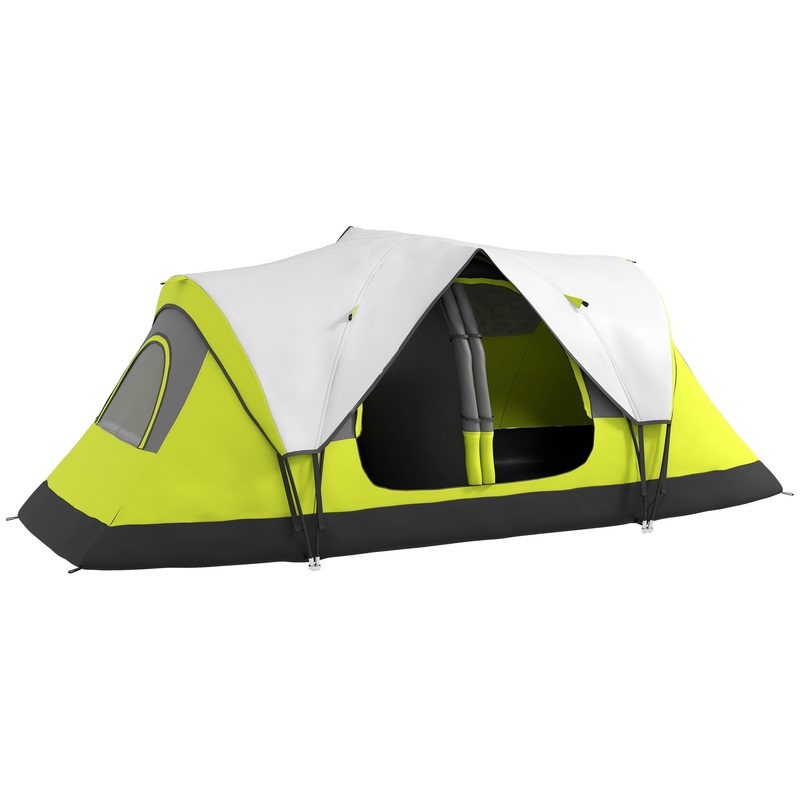 2 Room Camping Tent with Waterproof Rainfly & Screen Panels Yellow