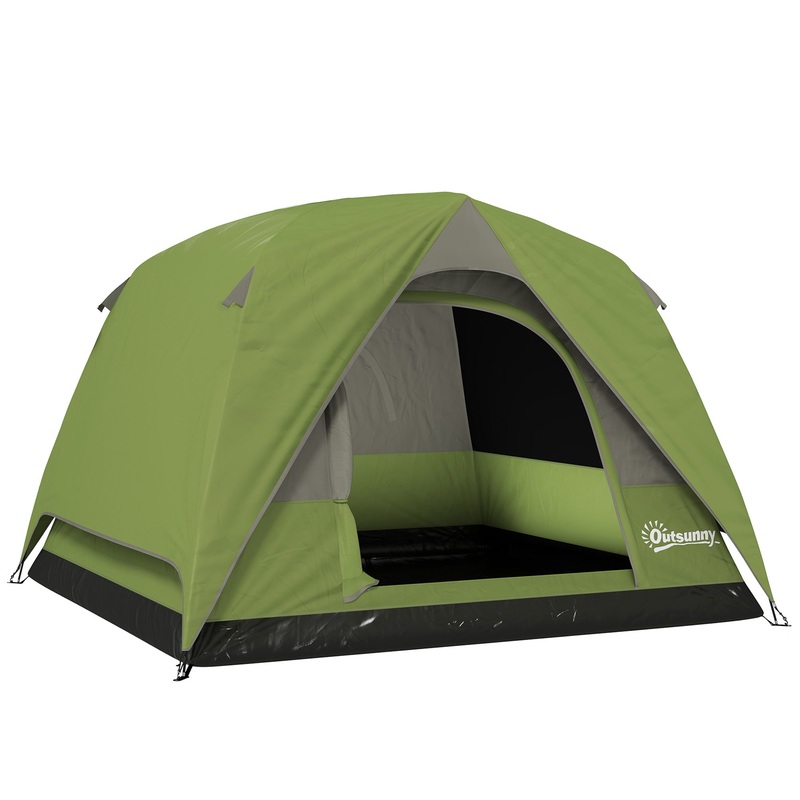 3-4 Person Camping Tent, Waterproof Tent, Olive Green and Grey
