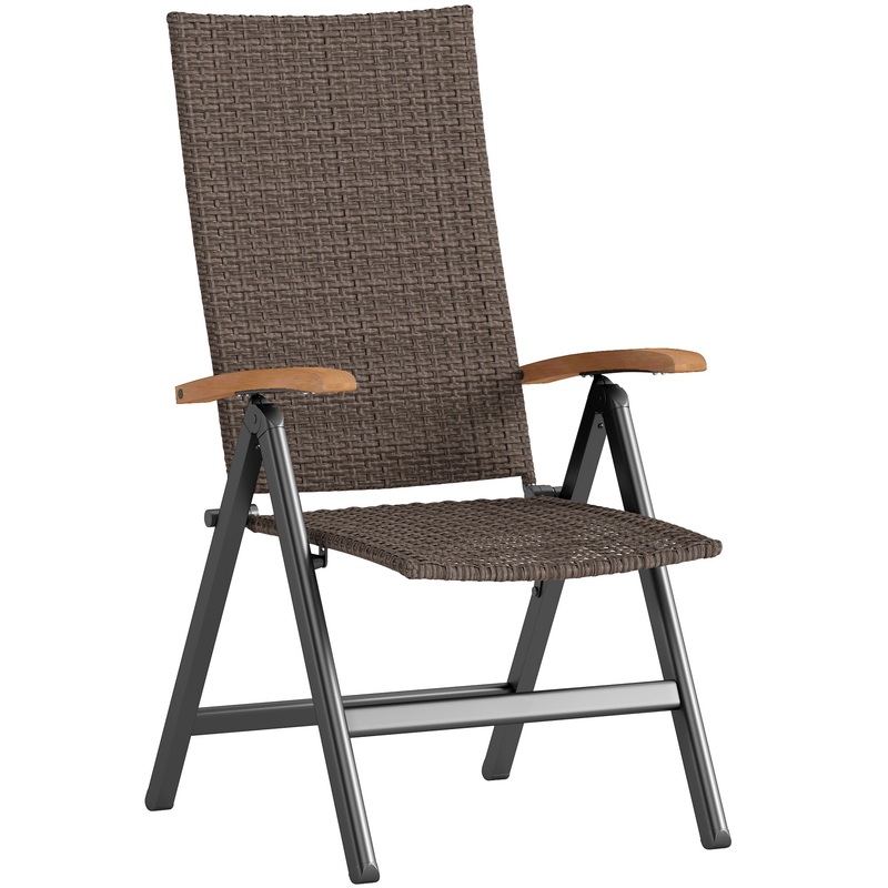 Outdoor Folding Rattan Chair, Dining Chair, Brown