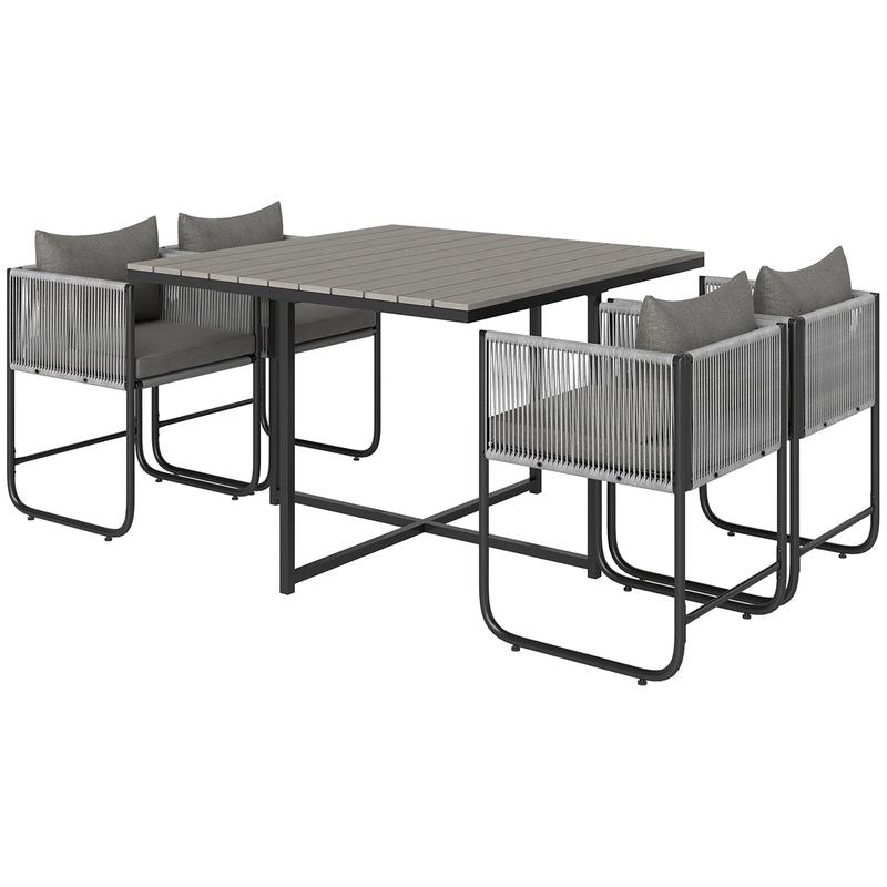 Rattan Dining Set, Rattan Cube Dining Sets w/ Space-saving Design