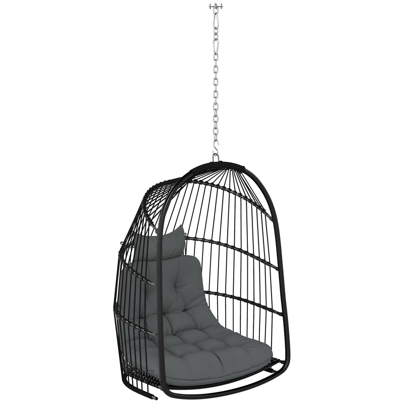 Rattan Egg Chair with Installation Kit, Indoor Outdoor Swing Chair