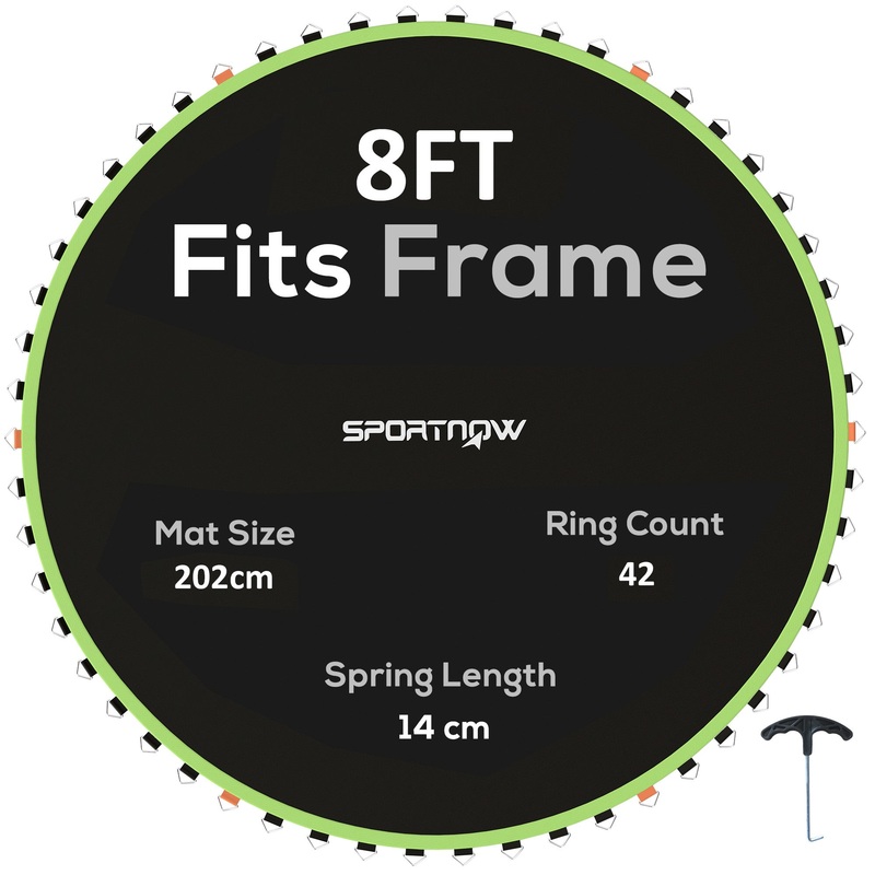 Trampoline Mat with 42 V-Hooks, for 8ft Trampoline, Green