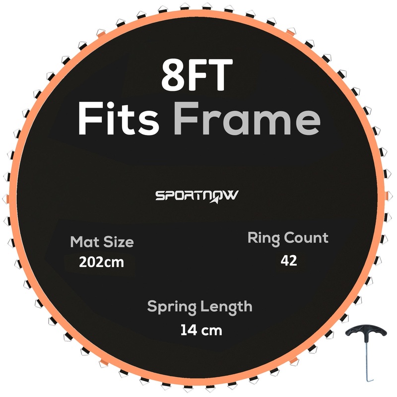 Trampoline Mat with 42 V-Hooks, for 8ft Trampoline, Orange
