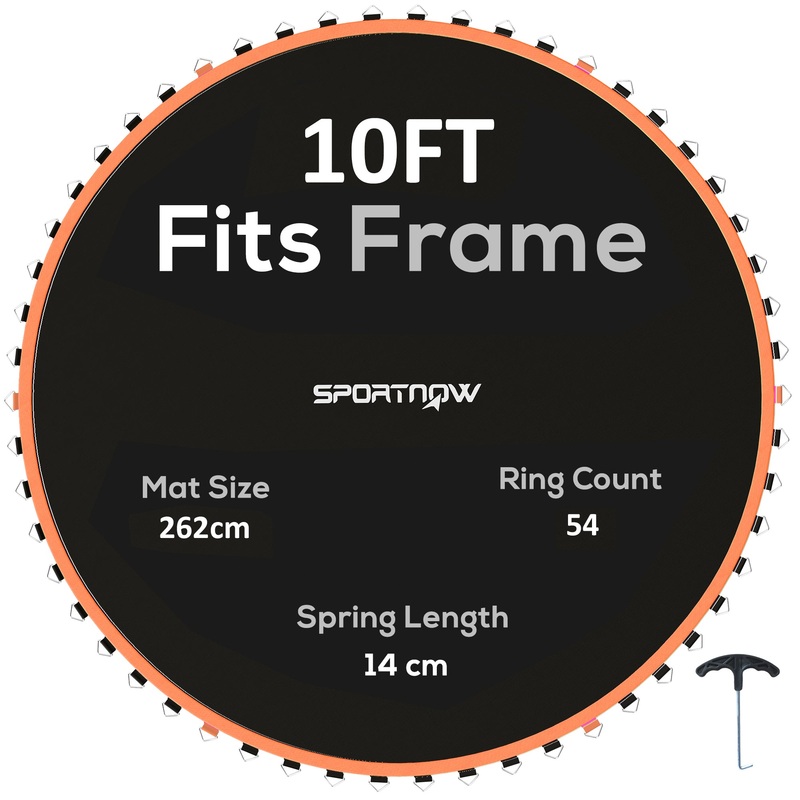 Trampoline Mat with 54 V-Hooks, for 10ft Trampoline, Orange