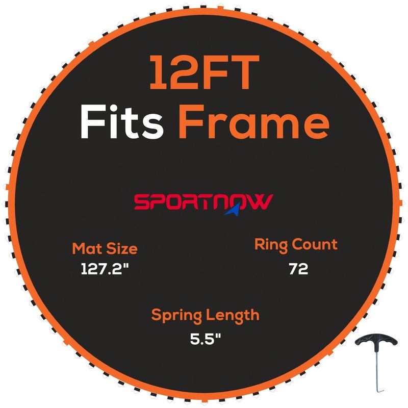 Trampoline Mat with 72 V-Hooks, for 12ft Trampoline, Orange