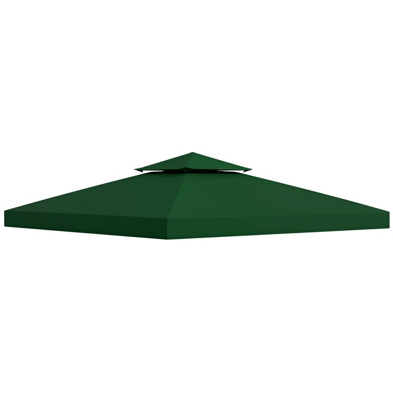 3(m) 2 Tier Garden Gazebo Top Cover Replacement Canopy Roof Dark Green