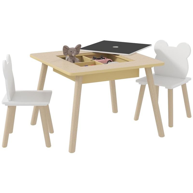 3-Piece Toddler Table and Chairs Set for Nursery, Playroom