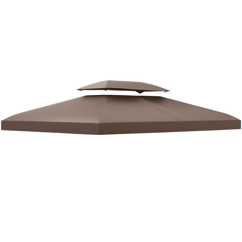 3x4m Gazebo Replacement Roof Canopy 2 Tier Top UV Cover Patio Brown