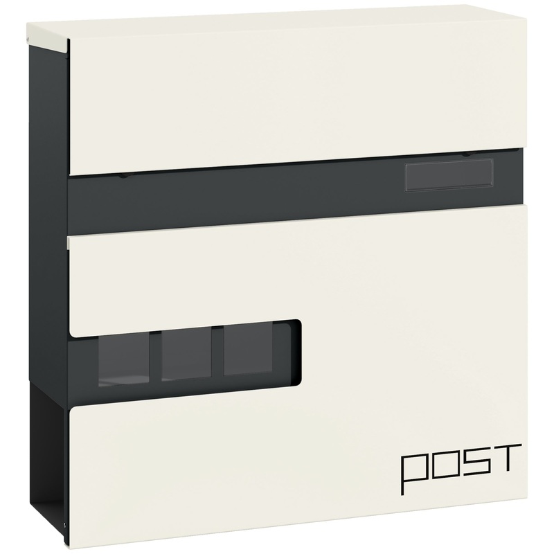 Wall Mounted Post Box, Weatherproof Letterbox with Lock, White