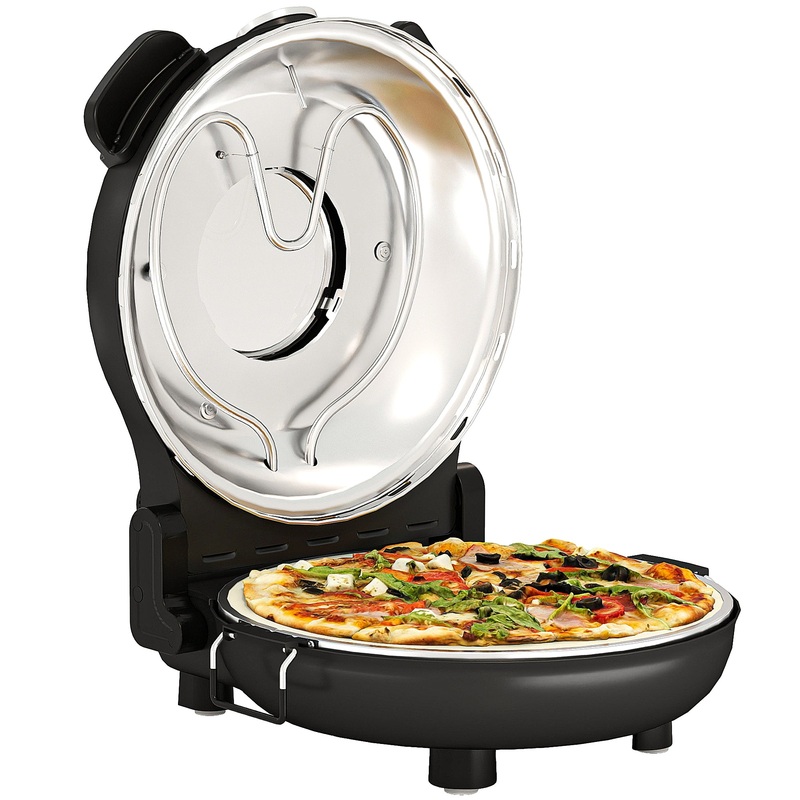 1200W Pizza Oven, Pizza Maker, 5-Min Crisp, Dual Knob Control, Black