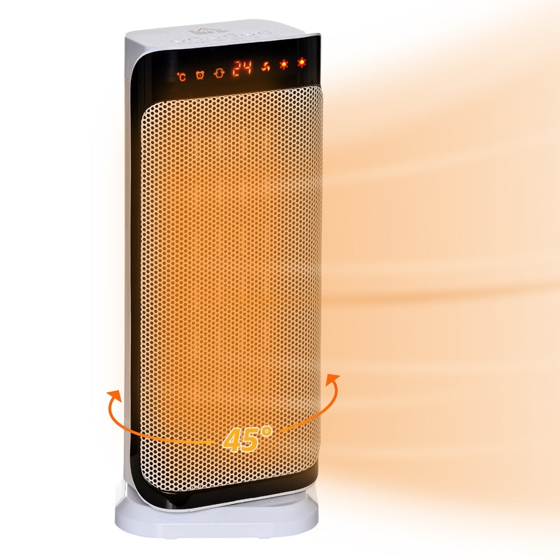 Oscillating Ceramic Space Heater w/ Remote Control, Timer & Safety System