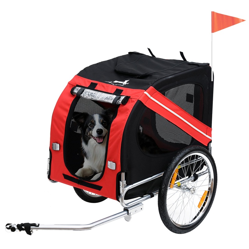 Pet Bicycle Trailer Dog Cat Bike Carrier Water Resistant Red Outdoor