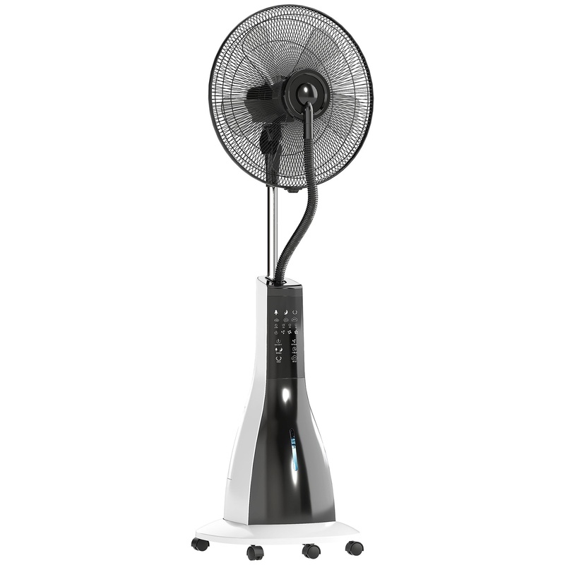 Spray Misting Fan, Pedestal Fan with Oscillation, Tilt, Wheels